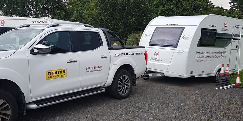 Caravan towing driving lesson at Tilston Training in Wrexham