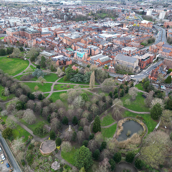 Overhead view of Chester city centre