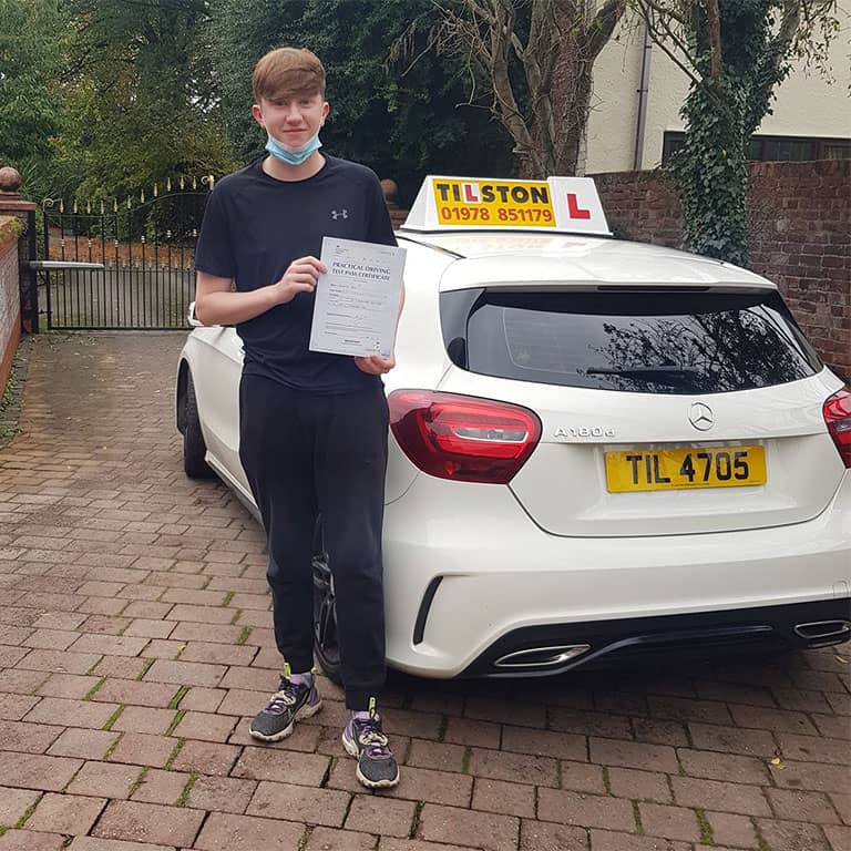 Young man passing his driving test