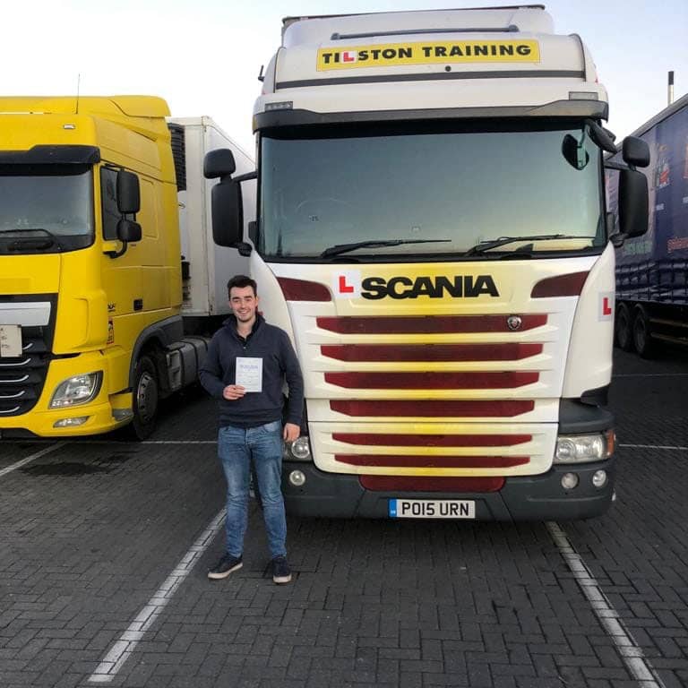 Man passing his LGV driver training course in Wrexham