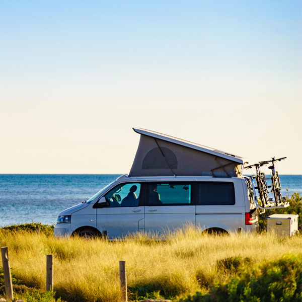 Campervan parked in North Wales