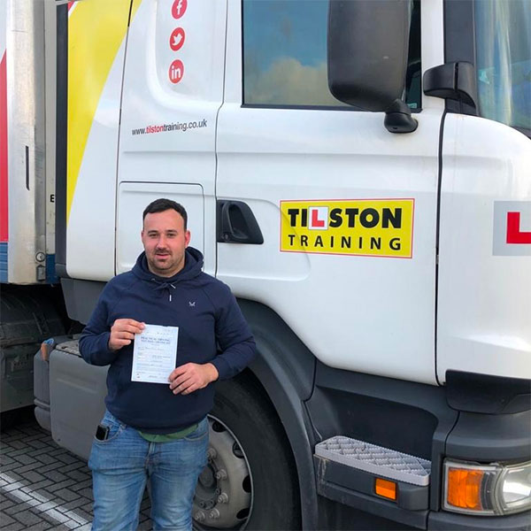 Man passing LGV driver training in Wrexham